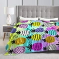 thumbnail image 4 of Kll Fleece Blanket Plush Throw Blanket Graffiti Pineapples On Neon Background,Soft Fuzzy Cozy Flannel Blanket For Couch Sofa Bed.(60"X50"), 4 of 9