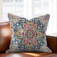 thumbnail image 2 of Beige Dark Blue Red Orange Flower Throw Pillow Cover Ethnic Middle East Cotton Linen Cushion Cover Throw Pillow Case with Invisible Zipper for Couch Sofa Bed Chair Car 20x20 Inch, 2 of 14