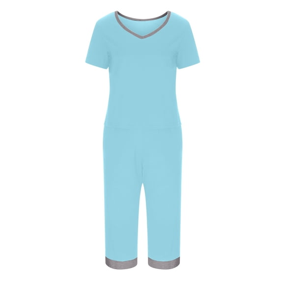 Women's Loose Fit 2-Piece Loungewear - Short Sleeve & Long Pants Casual Pajamas, Breathable Comfort Set For St Patrick's Day Nightgown,Size:S