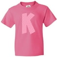 thumbnail image 3 of Inktastic Pink and White Polka Dots Letter K Youth T-Shirt, 3 of 5