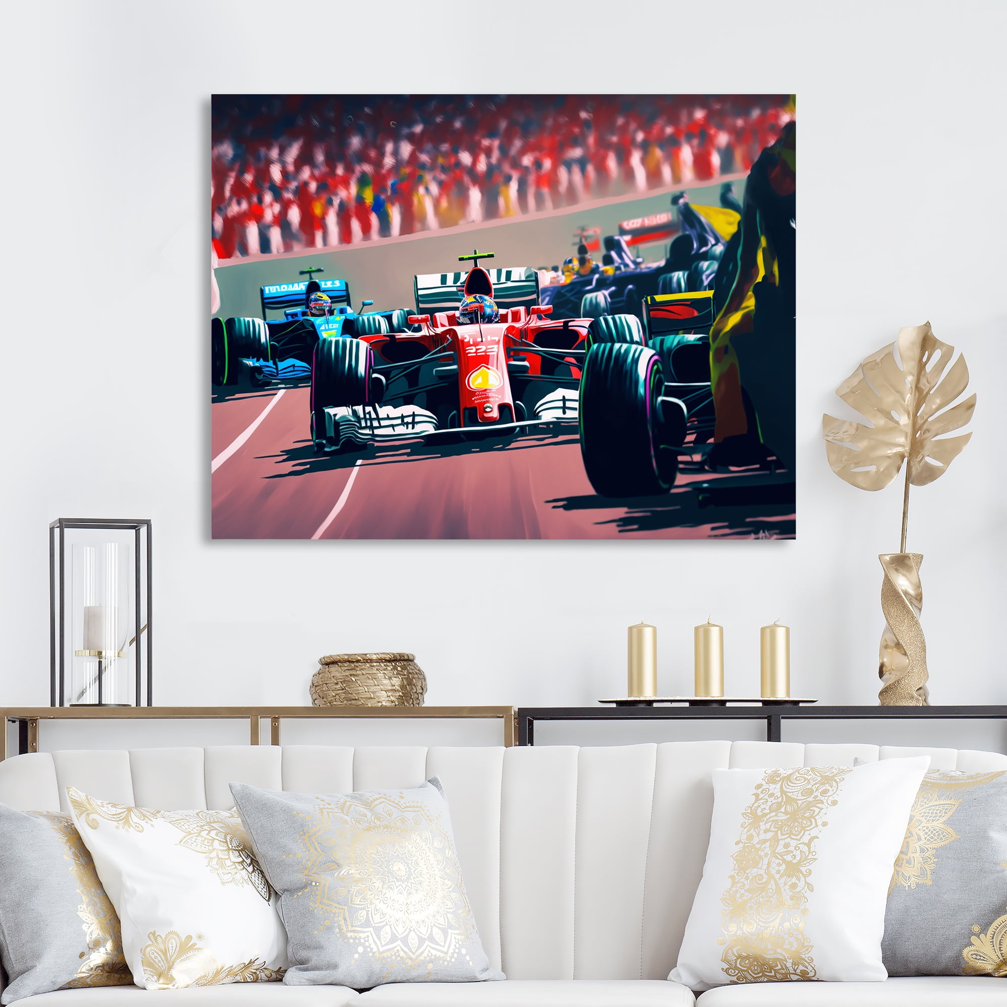 Designart Racing car in Monaco GP X Canvas Wall Art