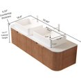 thumbnail image 2 of 60 Inch Bathroom Vanity with Double Sink, Floating Bathroom Cabinet with White Rectangular Ceramic Basin and Marble Top, 2 Large Soft-Closing Storage Drawers, Pre-Assembled, Nature Wood, 2 of 7