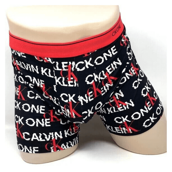 Calvin Klein Men's CK ONE Microfiber Boxer Brief Black with white writing, XL