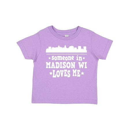 

Inktastic Madison Wisconsin Someone Loves Me Skyline Gift Toddler Boy or Toddler Girl T-Shirt