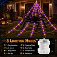 thumbnail image 7 of DAYBETTER Halloween Spider Web Lights, 5FT Giant Spider, 250 LED Holiday Lights, Remote Control Waterproof for Indoor Outdoor Yard Party Halloween Decorations (Purple & Orange), 7 of 7