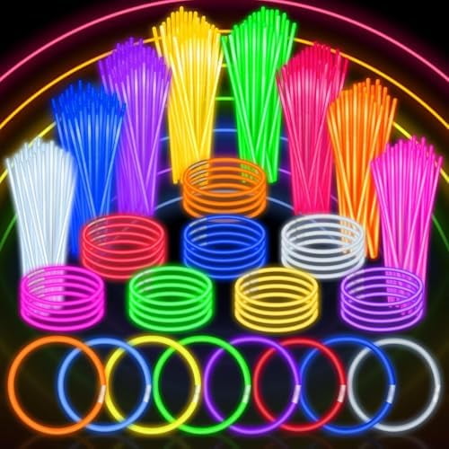 100 PCS Glow Sticks Bulk Party Favors, 8" Glow in the Dark Party Supplies, Light Sticks for Party Favors Glow Necklaces and Bracelets for Kids or Adults