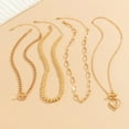 thumbnail image 4 of Yesbay 4 Pcs/Set Women Necklace Set Heart Pendant Round Paper Clip Chain Electroplated Necklace Adjustable Extended Chain Necklace, 4 of 8