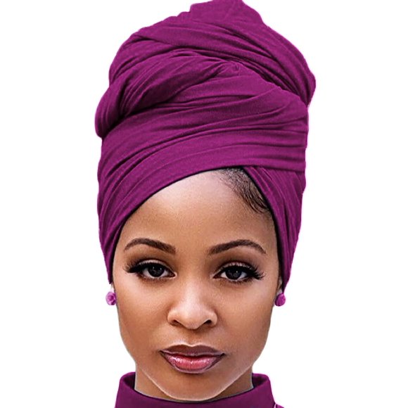 Harewom Head Wraps for Black Women with Natural Hair Long Soft Fashion Headbands Scarfs for Women Hair Wrap Dark-Magenta