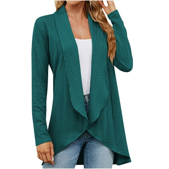 Fall Winter Savings Clearance 2024! TAGOLD Womens Cardigans,Women's Fashion Solid Color Loose Fitting Long Sleeved Cardigan Jacket