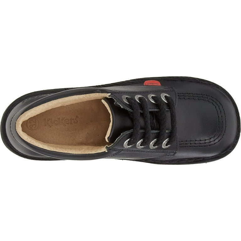 Kickers Junior Kick Lo Black Leather School Shoes, Durable