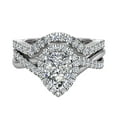 thumbnail image 4 of Wedding Ring Set for Women 14K White Gold Pear Cut Criss Cross Halo Diamond Ring(Moissanite Center), 4 of 5