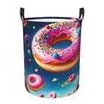 thumbnail image 1 of Balery Starry Sky Colorful Donut Cesta de ropa redonda con asas, impermeable, independiente, para ropa, juguetes, dormitorio y familia-Medium, 1 of 6