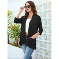 thumbnail image 2 of Womens Casual Cardigan with Pockets 3/4 Sleeve Open Front Dusters Black XL, 2 of 8