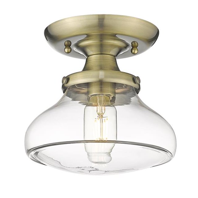 Golden Lighting 3419-SF AB-CLR Nash Semi-Encastré, Laiton Vieilli