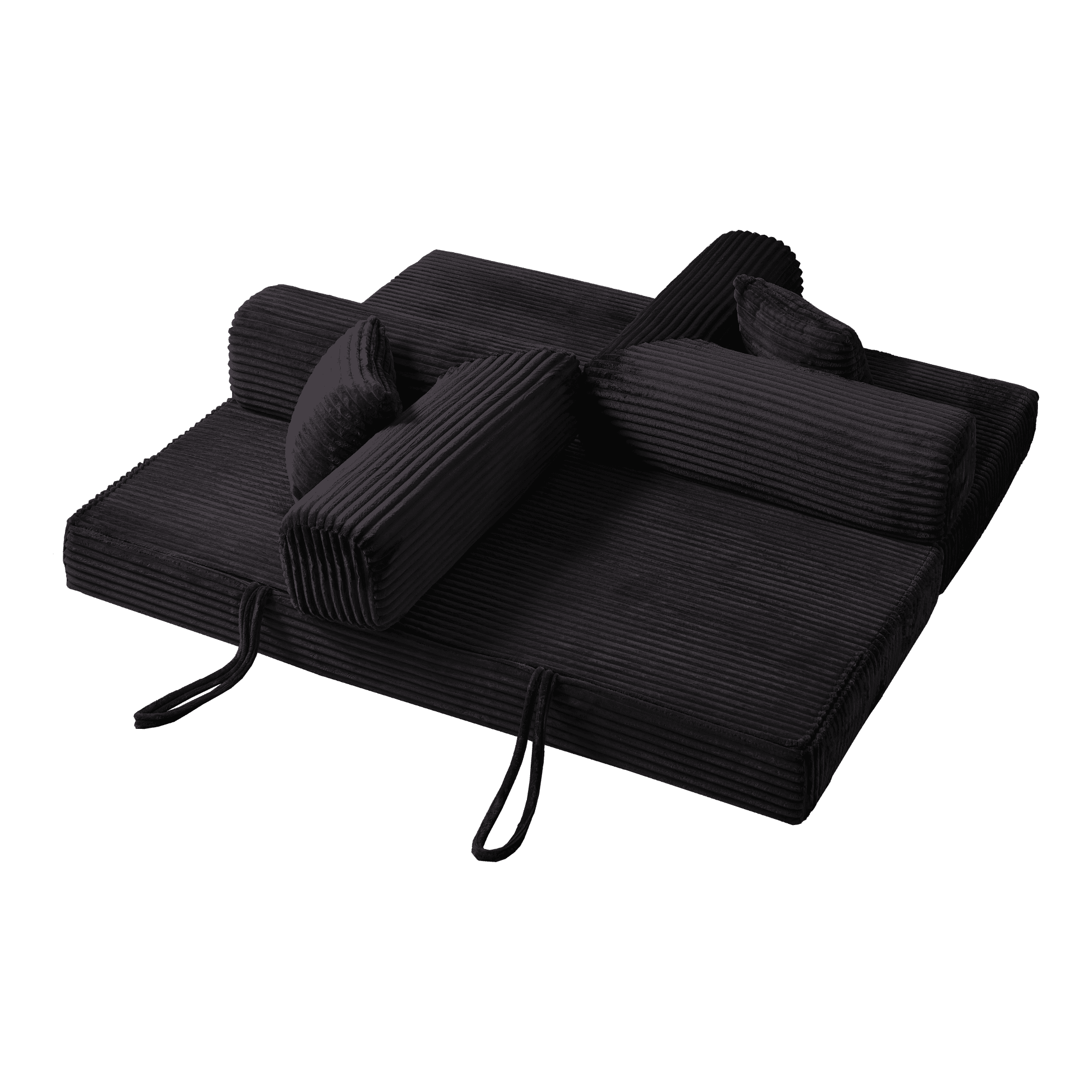 BSHTI 4-in-1 Modular Convertible Sofa Bed – No Assembly Required, Vacuum Compressed, High-Density Foam, Corduroy Fabric, Foldable Floor Couch, Space Saver, for Apartment Dorm Office