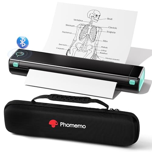 Impresora portátil sin tinta Phomemo para viajes: impresora térmica inalámbrica compatible con teléfono y portátil. Compatible con papel térmico tamaño carta de 8,5" x 11". Incluye estuche de transpor