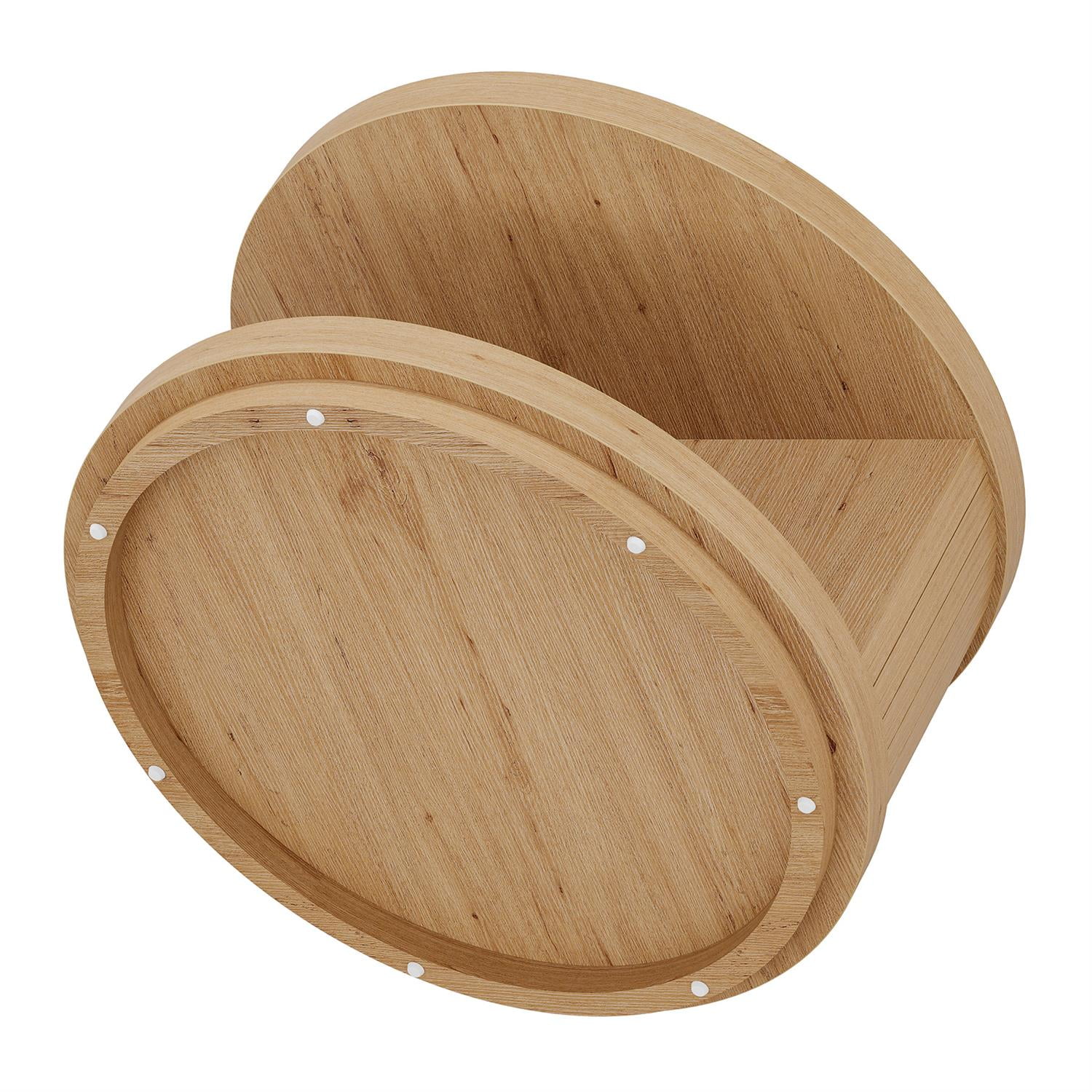 Demi Bonn 31" Modern Round Coffee Table with Storage, Wooden Center Table for Living Room, Stylish Low Shelf, Brown