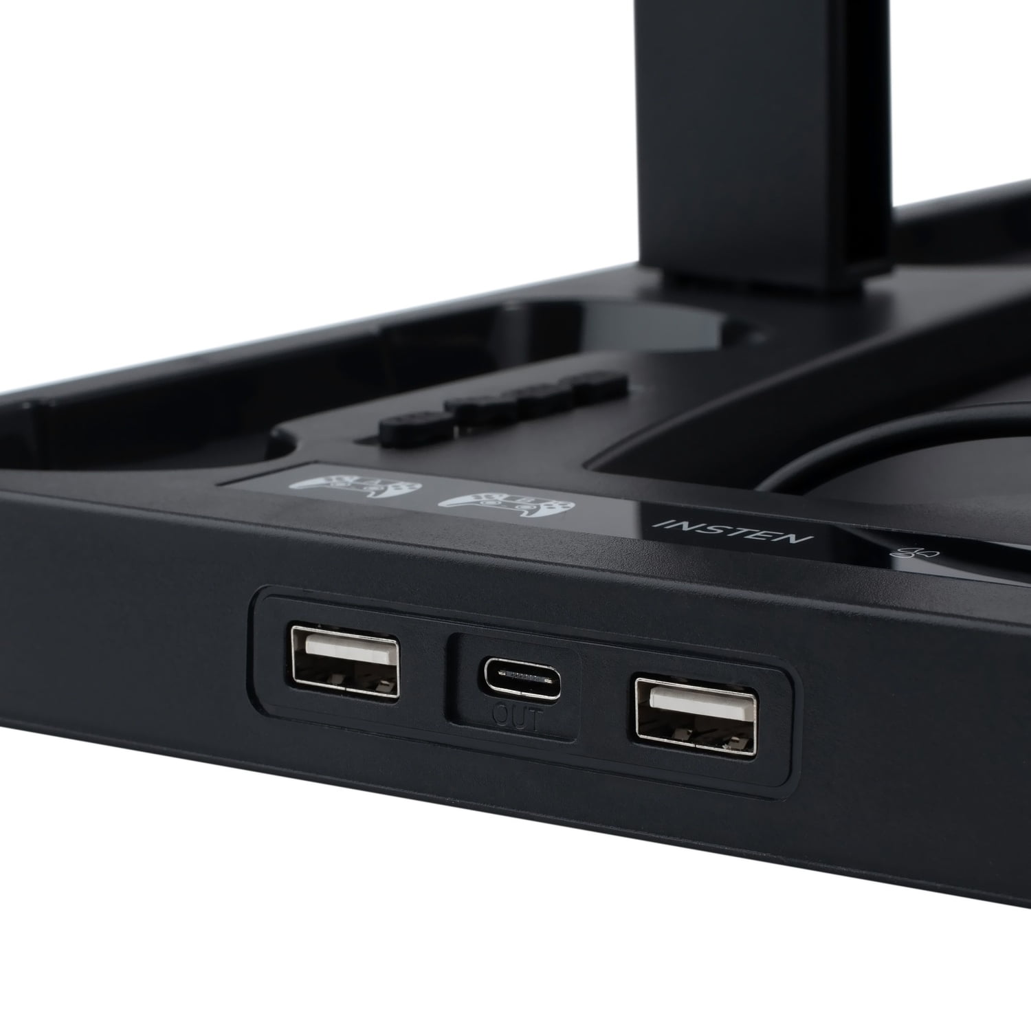 For PS5 Stand and Cooling Station with Dual Controller Charging Dock Charger, Cooling Fan, Headphone Holder, Video Game Storage, USB Hub