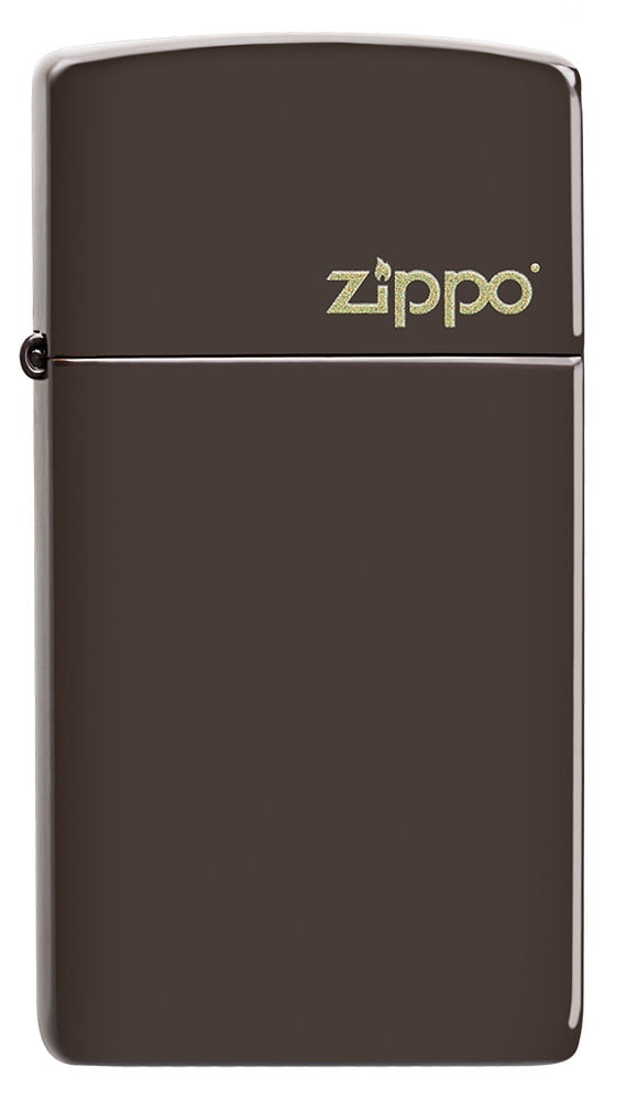 Zippo Slim Brown Logo Pocket Lighter