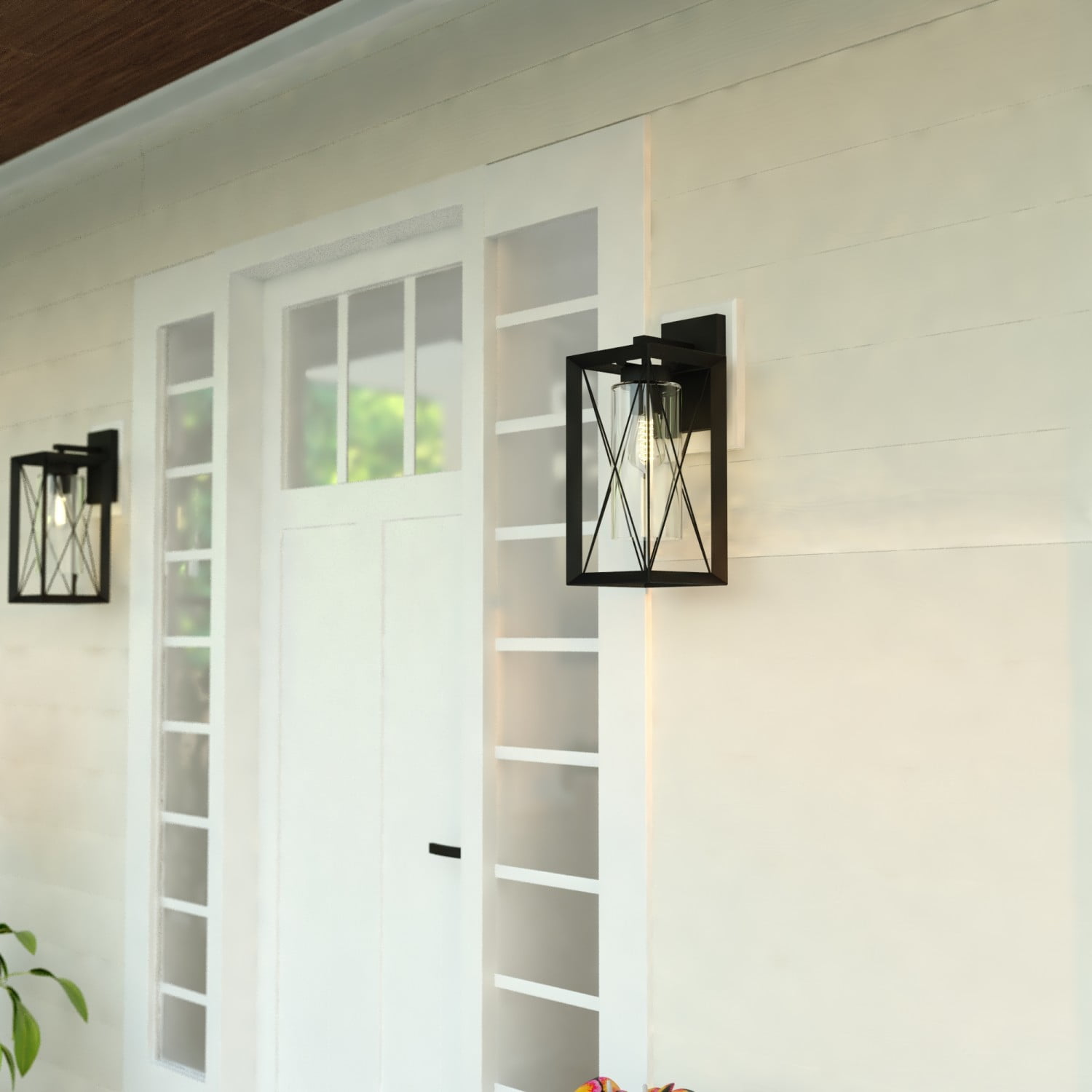 Milton 1 Light Matte Black Transitional Outdoor Wall Lantern Clear Glass