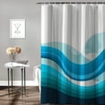 thumbnail image 2 of Orinice  Blue Ombre Shower Curtain Set, Abstract Ocean Shower Curtain, Light Blue Striped Standard Shower Curtain for Modern Bathroom Decor, Aqua Beach Waves Fabric Shower Curtain,  60x72, 2 of 7
