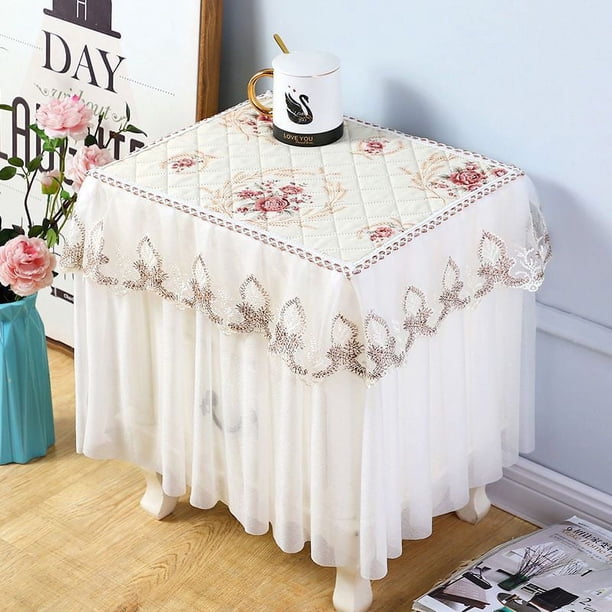 Nvzi pieza de funda de mesa de noche de tela antideslizante y a prueba de polvo,estilo europeo, borde de gasa, funda de tela antipolvo, 50 * 45 * 40 cm (estilo 2)