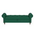 thumbnail image 5 of Velvet Upholstered Storage Bench, Button-Tufted Large Storage Ottoman Bench for Bedroom End of Bed, Rolled Armed Bench Window Sitting with Soild Wood Legs for Bedroom Entryway Living Room, Dark Green, 5 of 7