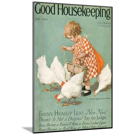 Animal Farm Cover (Good Housekeeping, May 1925 Magazine Cover Children Animals Country Farmhouse Wood Mounted Print Wall)