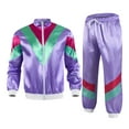 thumbnail image 2 of Aislor 80s Tracksuit for Women Retro Windbreaker Outfit 90s Stand Collar Sportswear Set Jacket Coat and Pants Purple S, 2 of 3