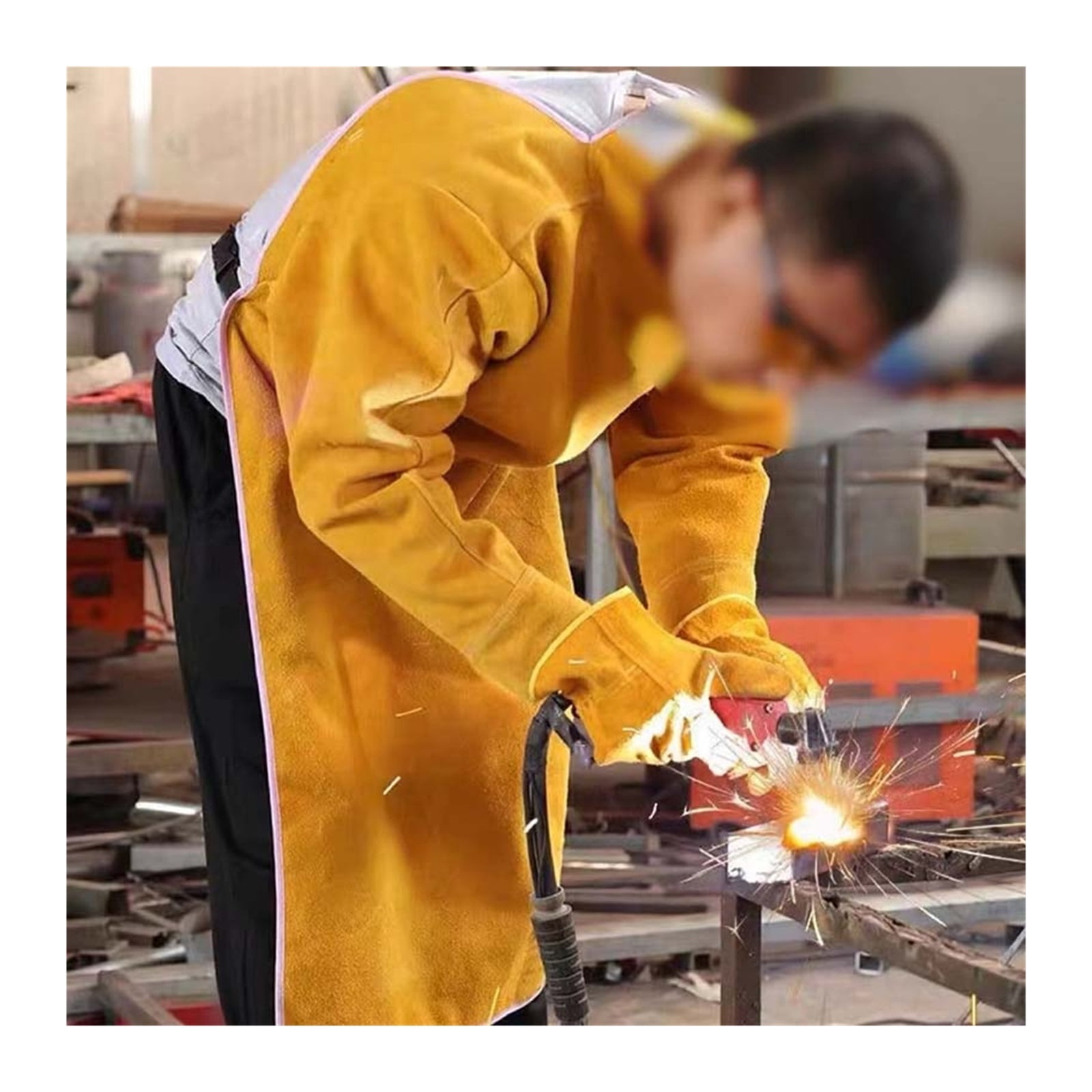 Solar Auto Darkening Filter Lens Welder Leather Hood Welding Breathable Helmet Mask Yellow Head-Mounted Leather Hood Grinding ,Great Choice