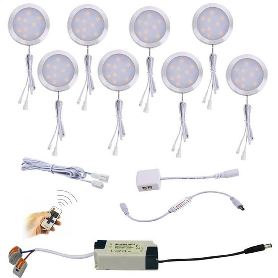 Aiboo Linkable Under Cabinet Led Lighting 12v Dimmable Puck Lights Aiboo Linkable Under Cabinet Led Lighting 12v Dimmable Puck Lights Hardwired With Wireless Rf Remote Control