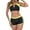 Yellow, variant on Womens Sport Two Piece Swimsuits Color Block Zip Front Swimsuit Racerback Crop Top Swimsuit with Boyshorts