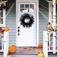 thumbnail image 4 of SMKE Dark Greenery Halloween Wreath for Front Door,Rustic Fall Wreath with Artificial Black Leaves on Twig Base,Porch Wall Window Decor,Fall Door Wreath Twig Wreath Rustic Fall Wreath,Black 16.93in, 4 of 5