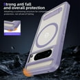 thumbnail image 6 of for Google Pixel 8 Pro Case,[Built-in Invisible Kickstand],Compatible with MagSafe,Military-Grade Drop Protection Double Layer Shockproof Slim Translucent Matte Phone Case,Lightpurple+Clear, 6 of 7