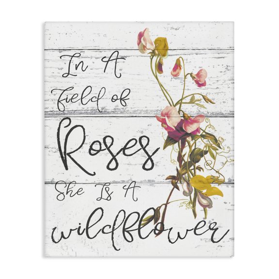 Stupell Industries Farmhouse Be a Wildflower Cursive Typography Canvas Art, 24 x 30, by Lil' Rue