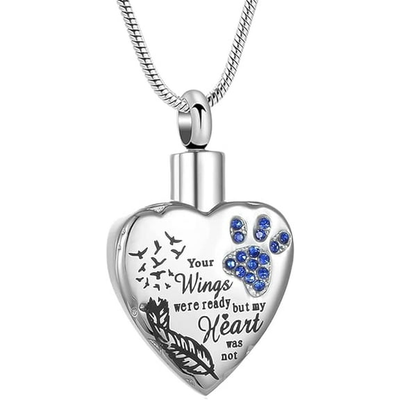 Fashion Pet Cremation Jewelry Stainess Steel Heart Keepsake Ashes Necklace Dog Cat Paw Print Memorial Urn Pendant