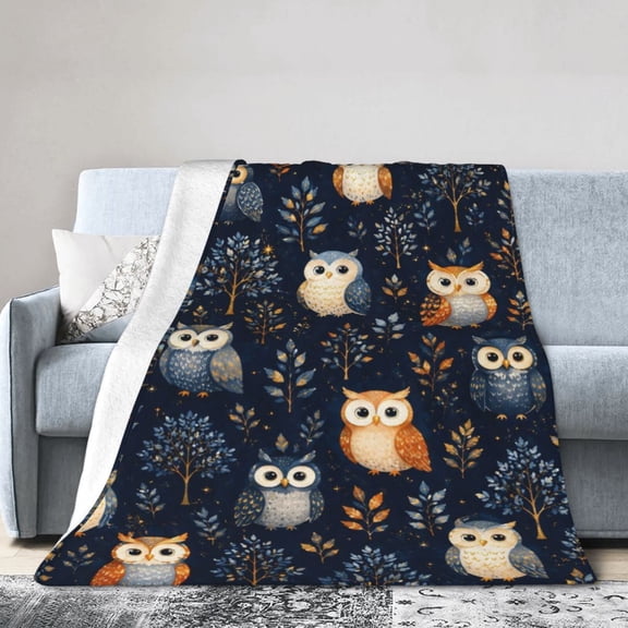 Owl Woodland Blanket Gift Throw Blanket Gift for Forest Animal Starry Night Nursery Decor 50x40