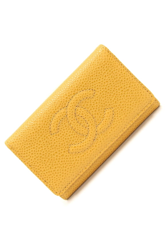 Pre-Owned Chanel 6-ring key case with Coco Mark A13502 Yellow Caviar skin Keys Women's CHANEL