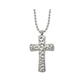 thumbnail image 1 of Mens Titanium Hammered Carbon-Fiber Reversible Cross Pendant Necklace with Ball Chain, 1 of 4