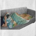 thumbnail image 6 of Tropical Soft Flannel Fleece Blanket, Cartoon Seascape Summer with Trees Caribbean Nursery Summer Vacation Design, Cozy Plush for Indoor and Outdoor Use, 50" x 60", Peach Sea Green, by Ambesonne, 6 of 6