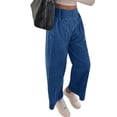 thumbnail image 3 of Elastic High Waisted Women Casual Baggy Wide Leg Jeans Long Loose Denim Pants, 3 of 5