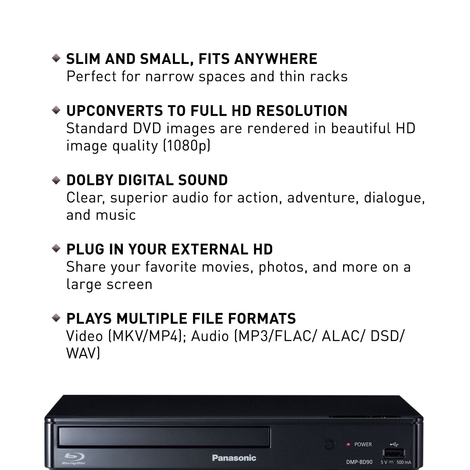 Panasonic Blu Ray DVD Player with Full HD Picture Quality and Hi