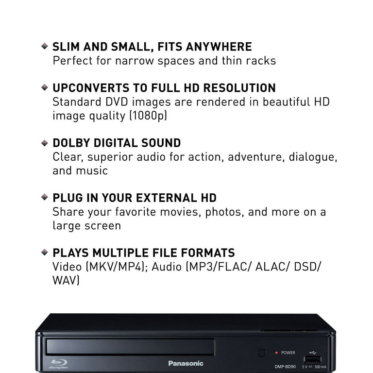 Panasonic 4K Blu Ray Player, Ultra HD Premium Video Playback and Hi-Res  Audio - DP-UB150-K 