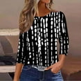 thumbnail image 2 of CYMMPU Basic Tees Dressy Tunic Tops Western Printed 3/4 Length Sleeve Casual Summer Fall Shirts Business Work Blouses Crewneck 2025 Clothes for Women Black XXXXL, 2 of 4