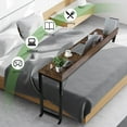 thumbnail image 4 of LAZY BUDDY 70.8'' Overbed Table for Queen/Full Size Bed, Mobile Dining Table Computer Desk with Wheels Brown Standing Workstation, 4 of 10