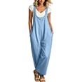 thumbnail image 3 of ClodeEU Women's Sleeveless Wide Leg Jumpsuit with Pockets,Casual Baggy Overalls Jumpsuit Blue,Women's Plus XL, 3 of 8