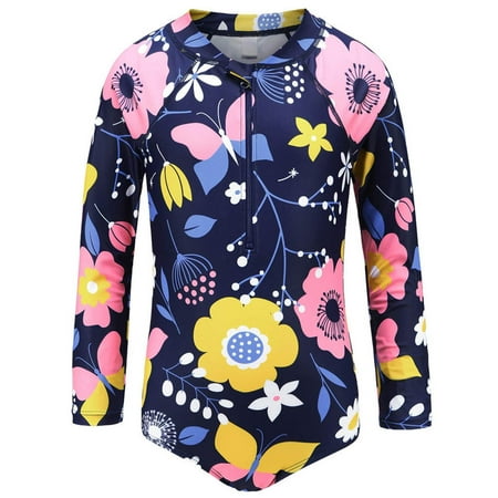 

Girls Swimsuit AIEOTT Bathing Suits For Girls Toddler Kids Girls Fashion Cute Flower Print Bikini Long Sleeve Ruffles One-piece Swimsuit Little Girls Summer Kids Swimsuit Summer Savings Clearance
