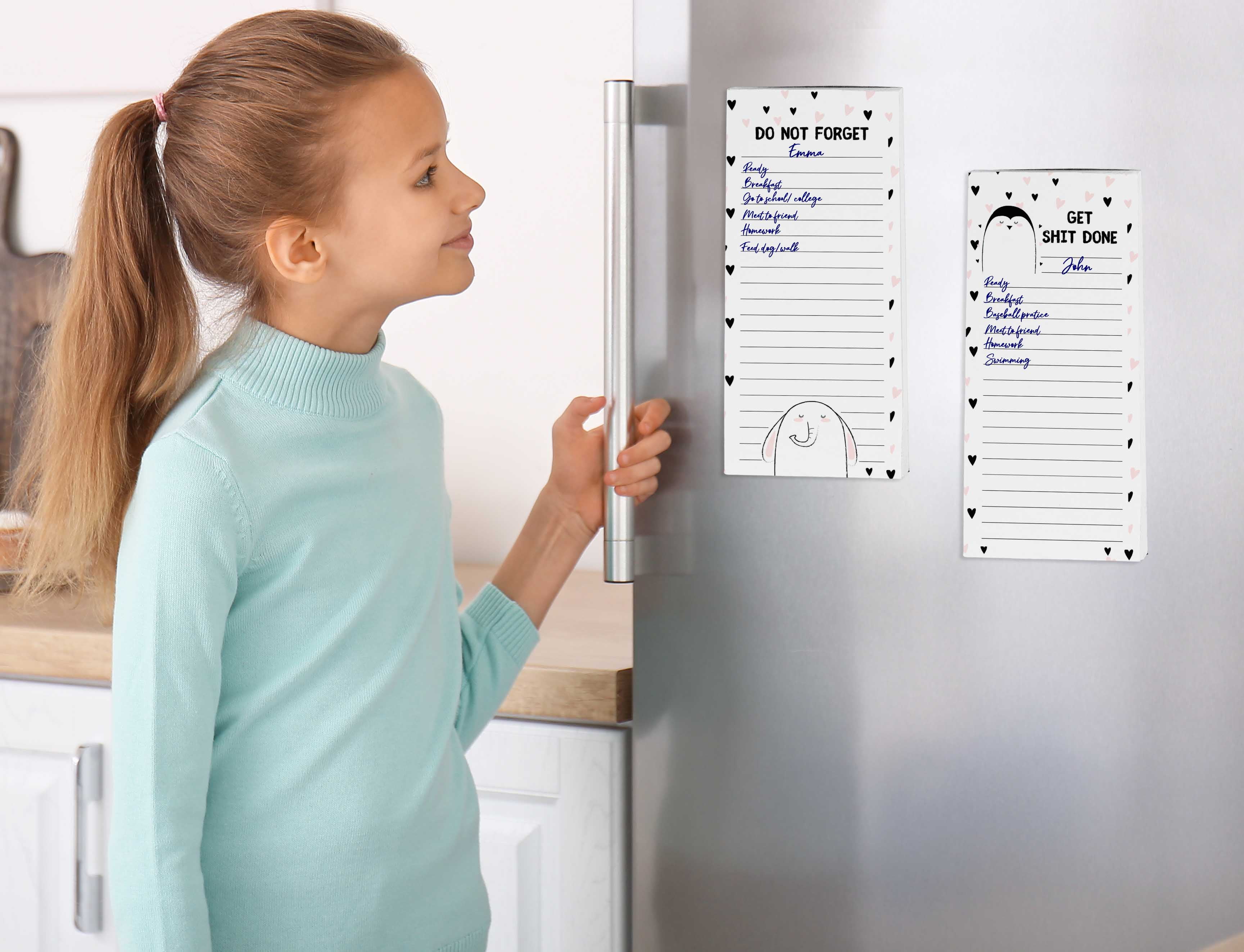 Inkdotpot Pack of 3 Magnetic Fridge To-Do List Notepads- Magnetic Memo Pads For Refrigerator-(50 Sheets Each)-SL