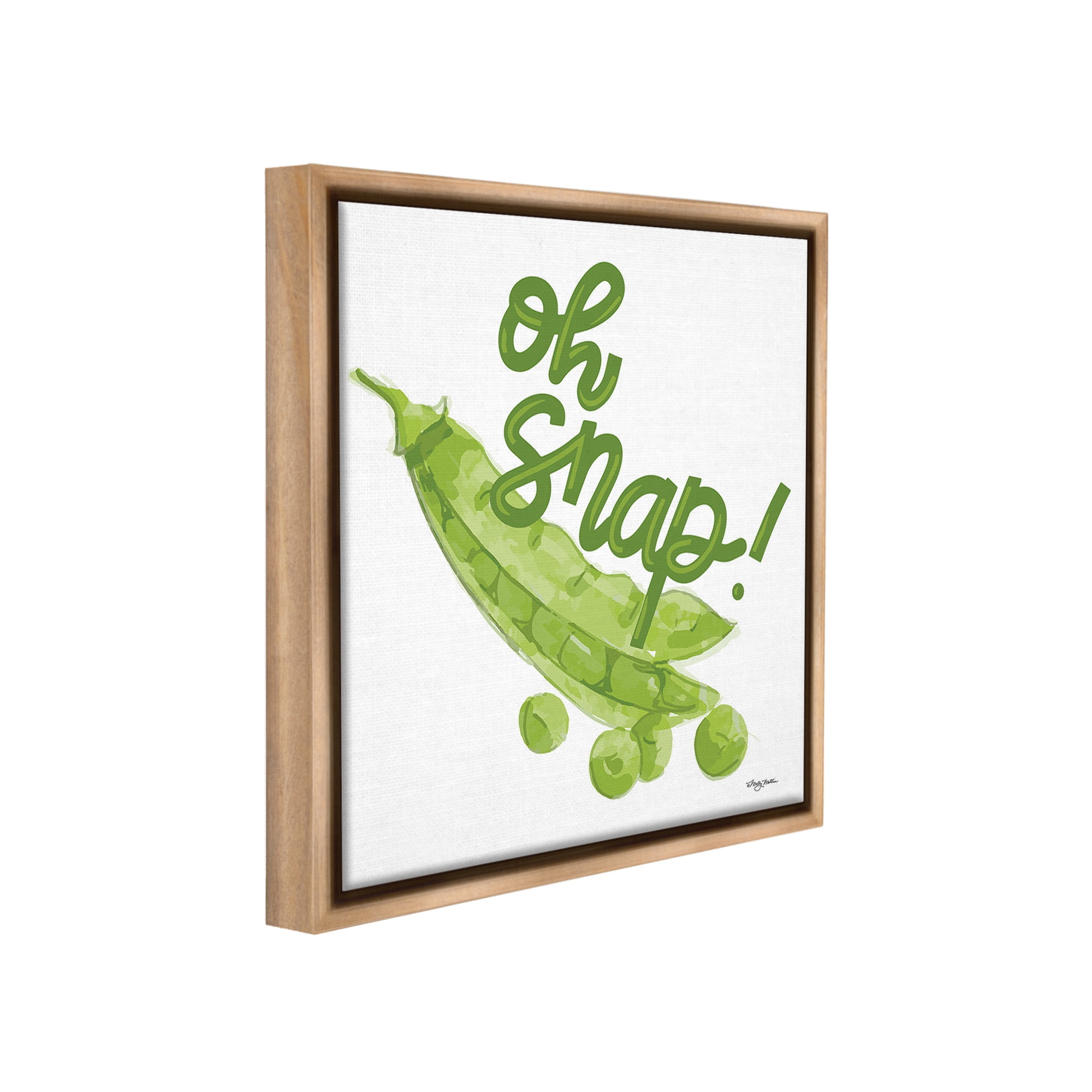 Stupell Industries Oh Snap with Peas Food & Beverage Painting Brown Floater Framed Canvas Art Print Wall Art, 25 x 25