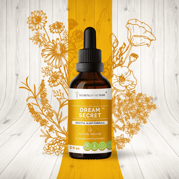 Dream Secret Alcohol Extract, Tincture, Valerian, Passionflower, Lavender, St. John's Wort, California Poppy, Chamomile. Restful Sleep Formula 2 oz